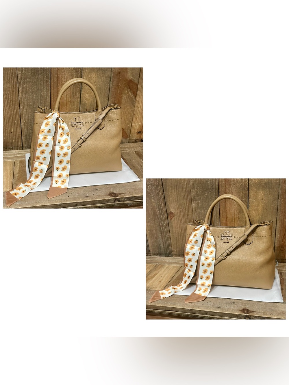 Tory Burch. McGraw Triple-Compartment Satchel with Free Scarf and Dust Bag. - Picture 5 of 16